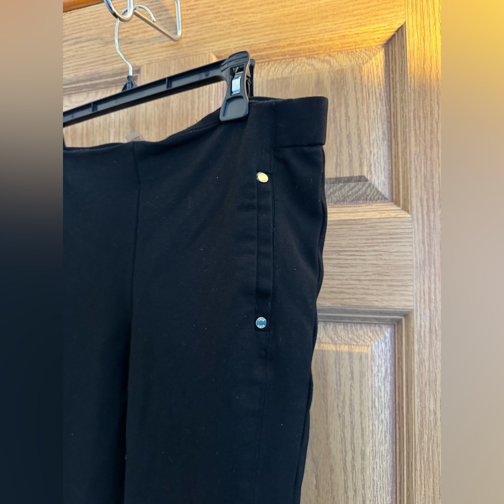 Anne Klein Black Stretch Pull-On Pants with Gold Stud Accents - Picture 2 of 6